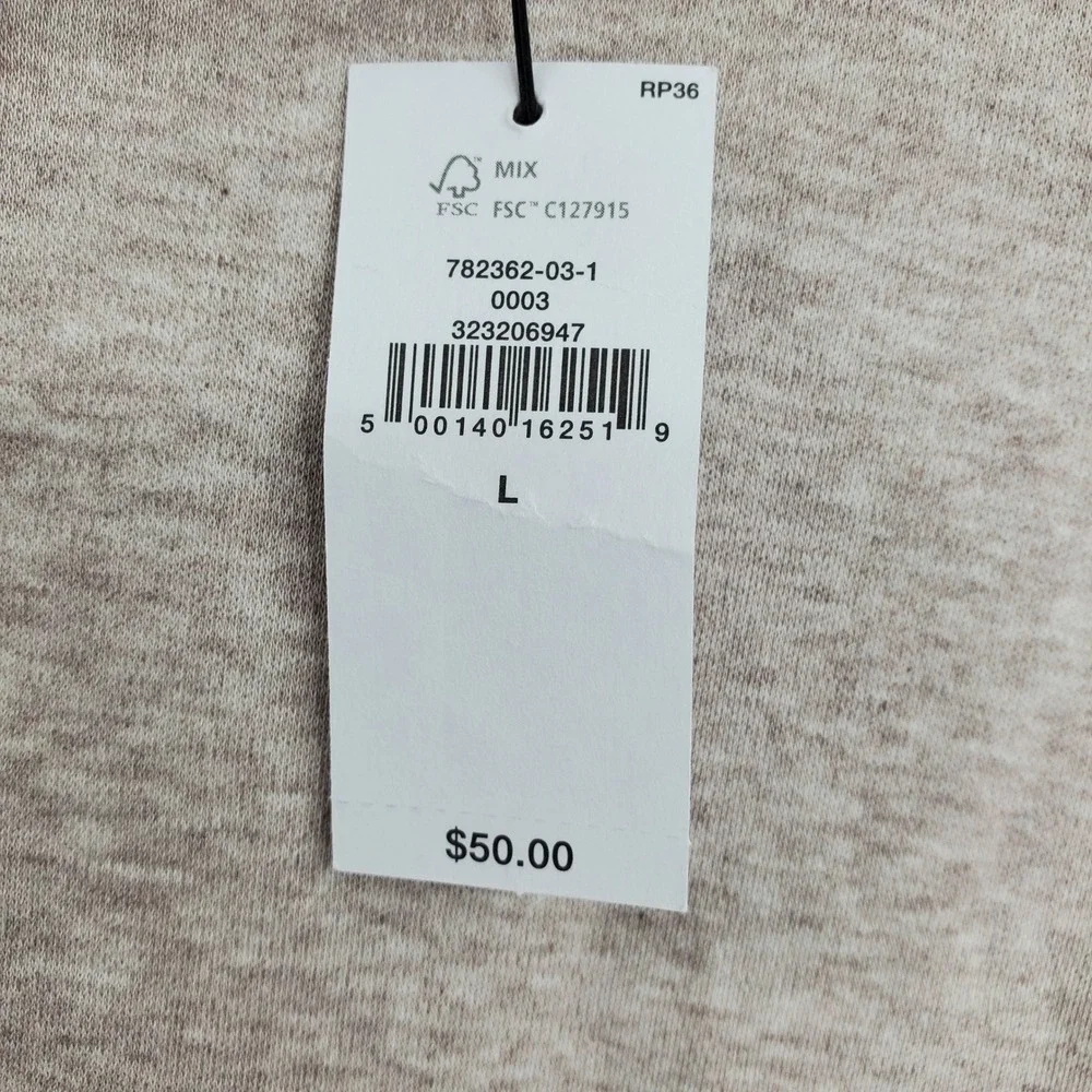 NWT Banana Republic Mens Luxe Touch Long Sleeve Crew Neck Tee Oatmeal Heather L